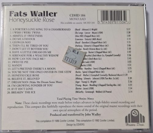 Fats Waller and his rythm - Honeysuckel Rose zenei CD lemez 1992
