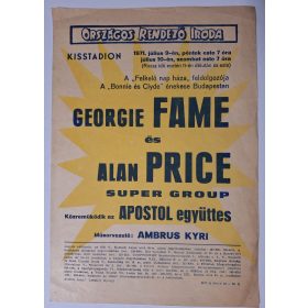   ORI. Kisstadion 1971.Júl.9 villamosplakát (Georgia Game, Alan Price, Apostol, Ambrus Kyri)