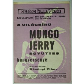   ORI. Kisstadion Villamosplakát (1972.Júl.8) Mungo Jerry, Dévényi Tibor