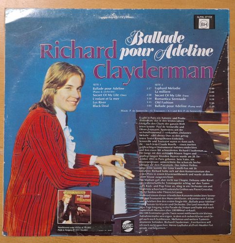 Richard Clayderman Ballade pour Adeline LP zenei bakelit lemez
