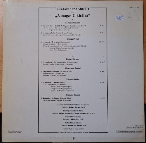 Luciano Pavarotti A magas C királya - zenei bakelit lemez Hungaroton kiadása