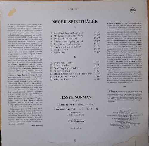 Jessye Norman - Negro Spirituals - zenei bakelit lemez Hungaroton kiadása